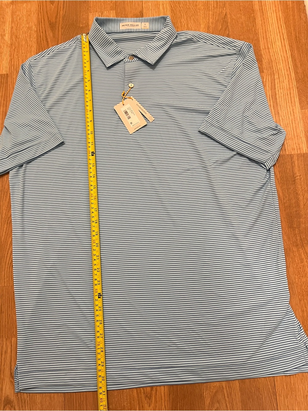 Peter Millar Featherweight UPF 50 Polo Shirt Men’s L Blue Stripe NWT - Picture 3 of 5